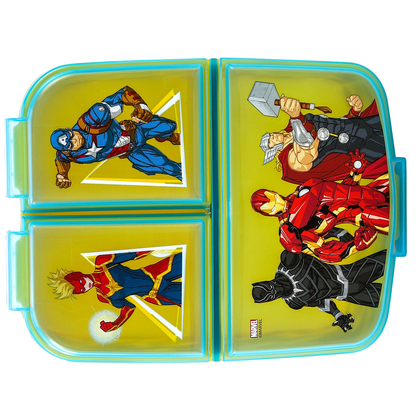 Avengers Kids Childrens Multi Compartment Rectangular School Travel Lunch Food Box Sandwich Bento Container, BPA Free