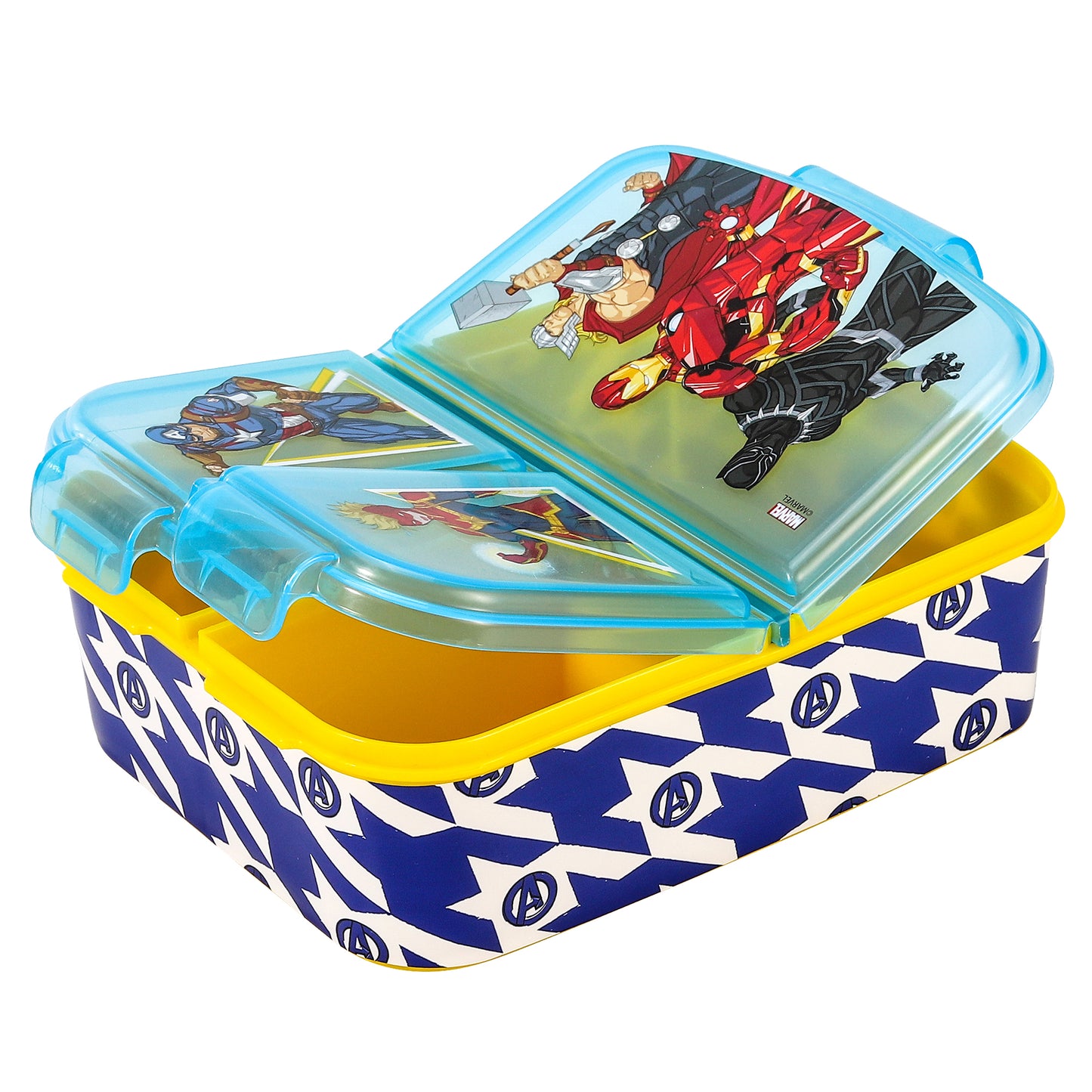 Avengers Kids Childrens Multi Compartment Rectangular School Travel Lunch Food Box Sandwich Bento Container, BPA Free