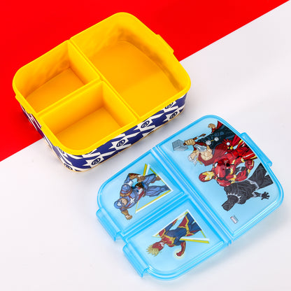 Avengers Kids Childrens Multi Compartment Rectangular School Travel Lunch Food Box Sandwich Bento Container, BPA Free