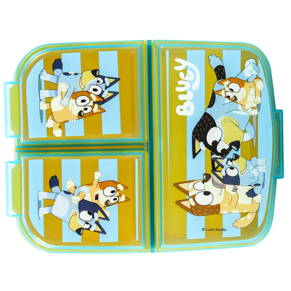 Bluey Kids Childrens Multi Compartment Rectangular School Travel Lunch Food Box Sandwich Bento Container, BPA Free