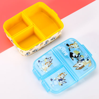 Bluey Kids Childrens Multi Compartment Rectangular School Travel Lunch Food Box Sandwich Bento Container, BPA Free