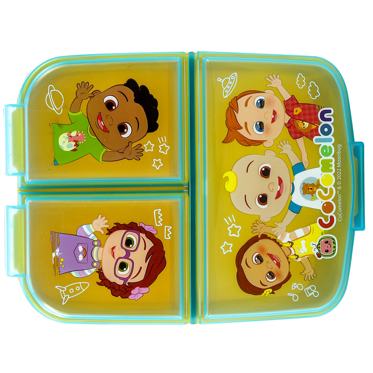 Cocomelon Kids Childrens Multi Compartment Rectangular School Travel Lunch Food Box Sandwich Bento Container, BPA Free