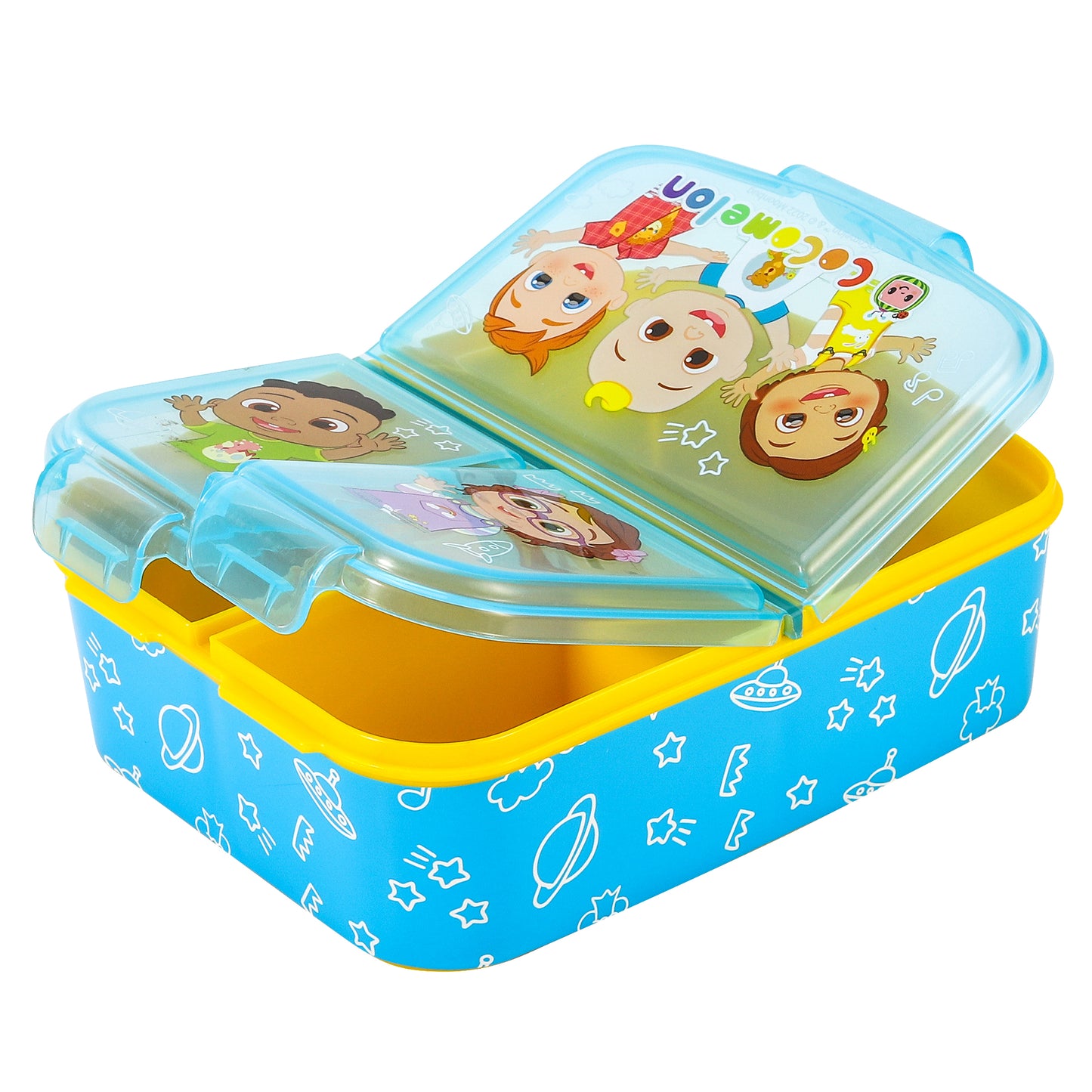 Cocomelon Kids Childrens Multi Compartment Rectangular School Travel Lunch Food Box Sandwich Bento Container, BPA Free