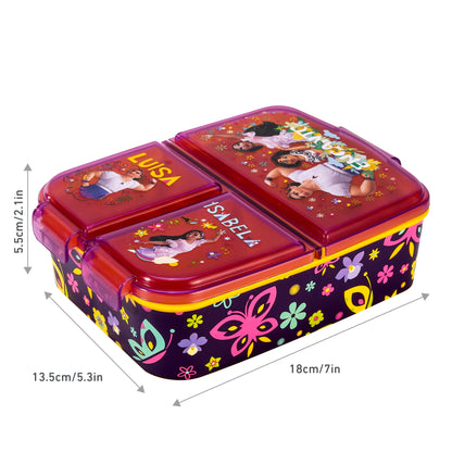 Encanto Kids Childrens Multi Compartment Rectangular School Travel Lunch Food Box Sandwich Bento Container, BPA Free