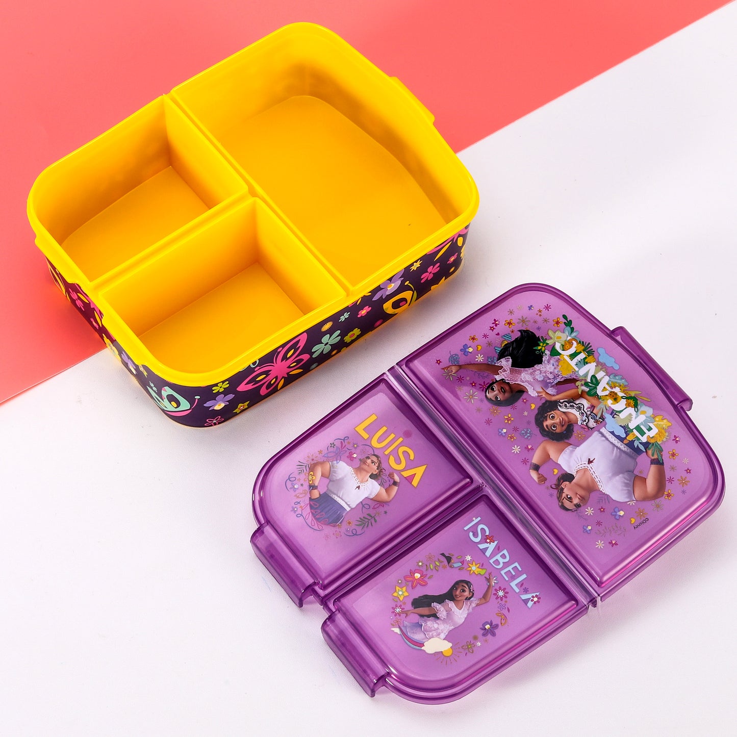 Encanto Kids Childrens Multi Compartment Rectangular School Travel Lunch Food Box Sandwich Bento Container, BPA Free