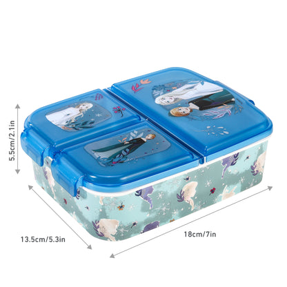 Frozen Kids Childrens Multi Compartment Rectangular School Travel Lunch Food Box Sandwich Bento Container, BPA Free