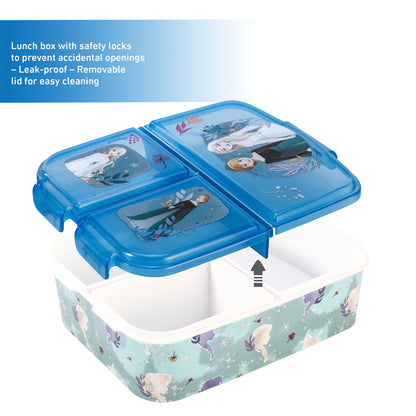 Frozen Kids Childrens Multi Compartment Rectangular School Travel Lunch Food Box Sandwich Bento Container, BPA Free