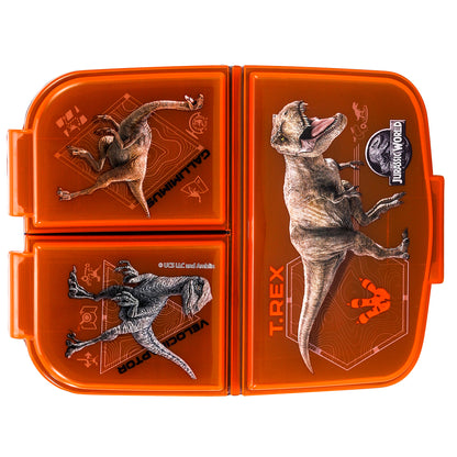 Jurassic World Kids Childrens Multi Compartment Rectangular School Travel Lunch Food Box Sandwich Bento Container, BPA Free