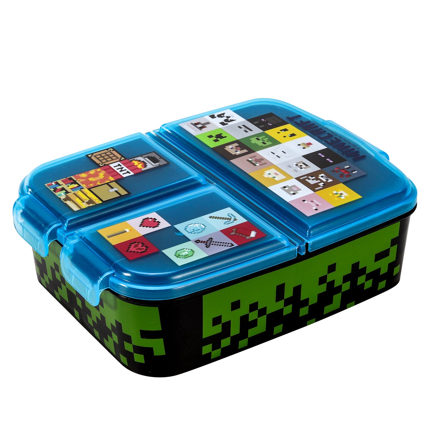 Minecraft Kids Childrens Multi Compartment Rectangular School Travel Lunch Food Box Sandwich Bento Container, BPA Free