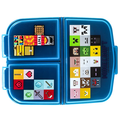 Minecraft Kids Childrens Multi Compartment Rectangular School Travel Lunch Food Box Sandwich Bento Container, BPA Free