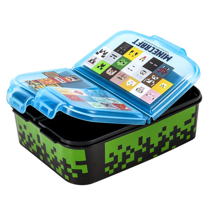 Minecraft Kids Childrens Multi Compartment Rectangular School Travel Lunch Food Box Sandwich Bento Container, BPA Free