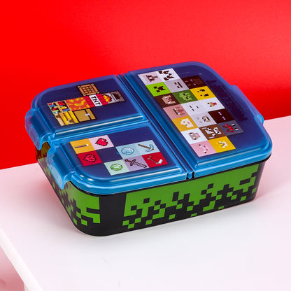 Minecraft Kids Childrens Multi Compartment Rectangular School Travel Lunch Food Box Sandwich Bento Container, BPA Free