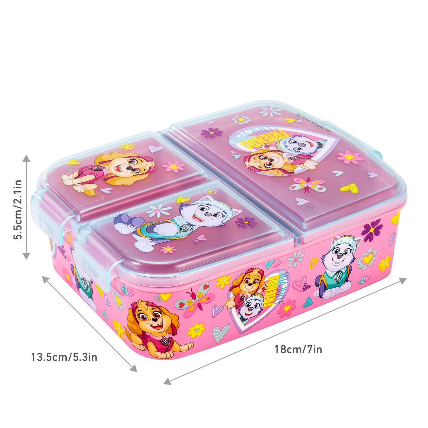 Paw Patrol Kids Childrens Multi Compartment Rectangular School Travel Lunch Food Box Sandwich Bento Container, BPA Free