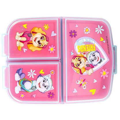 Paw Patrol Kids Childrens Multi Compartment Rectangular School Travel Lunch Food Box Sandwich Bento Container, BPA Free