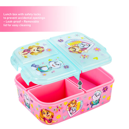 Paw Patrol Kids Childrens Multi Compartment Rectangular School Travel Lunch Food Box Sandwich Bento Container, BPA Free