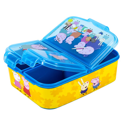 Peppa Pig Kids Childrens Multi Compartment Rectangular School Travel Lunch Food Box Sandwich Bento Container, BPA Free