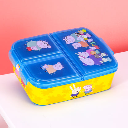 Peppa Pig Kids Childrens Multi Compartment Rectangular School Travel Lunch Food Box Sandwich Bento Container, BPA Free