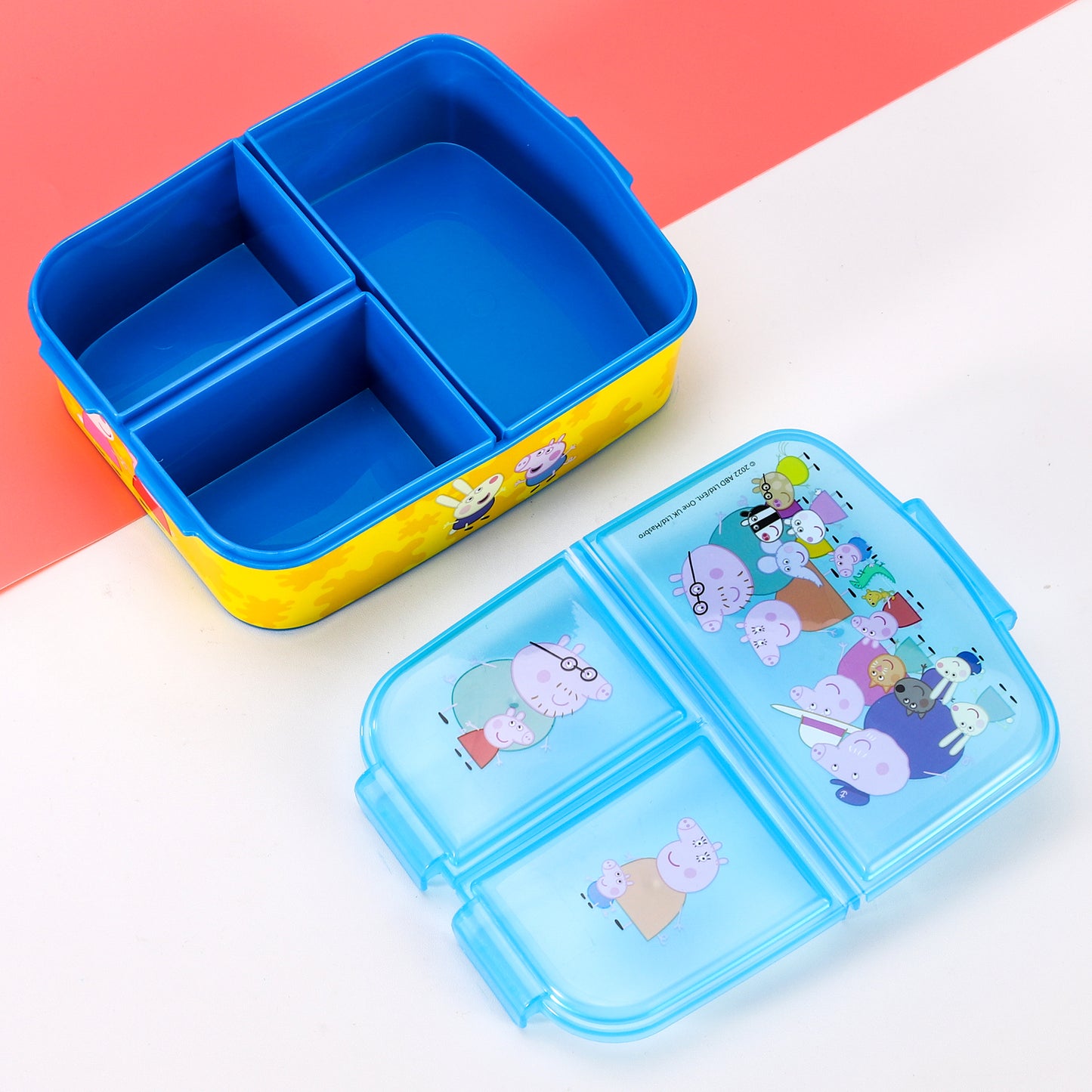 Peppa Pig Kids Childrens Multi Compartment Rectangular School Travel Lunch Food Box Sandwich Bento Container, BPA Free