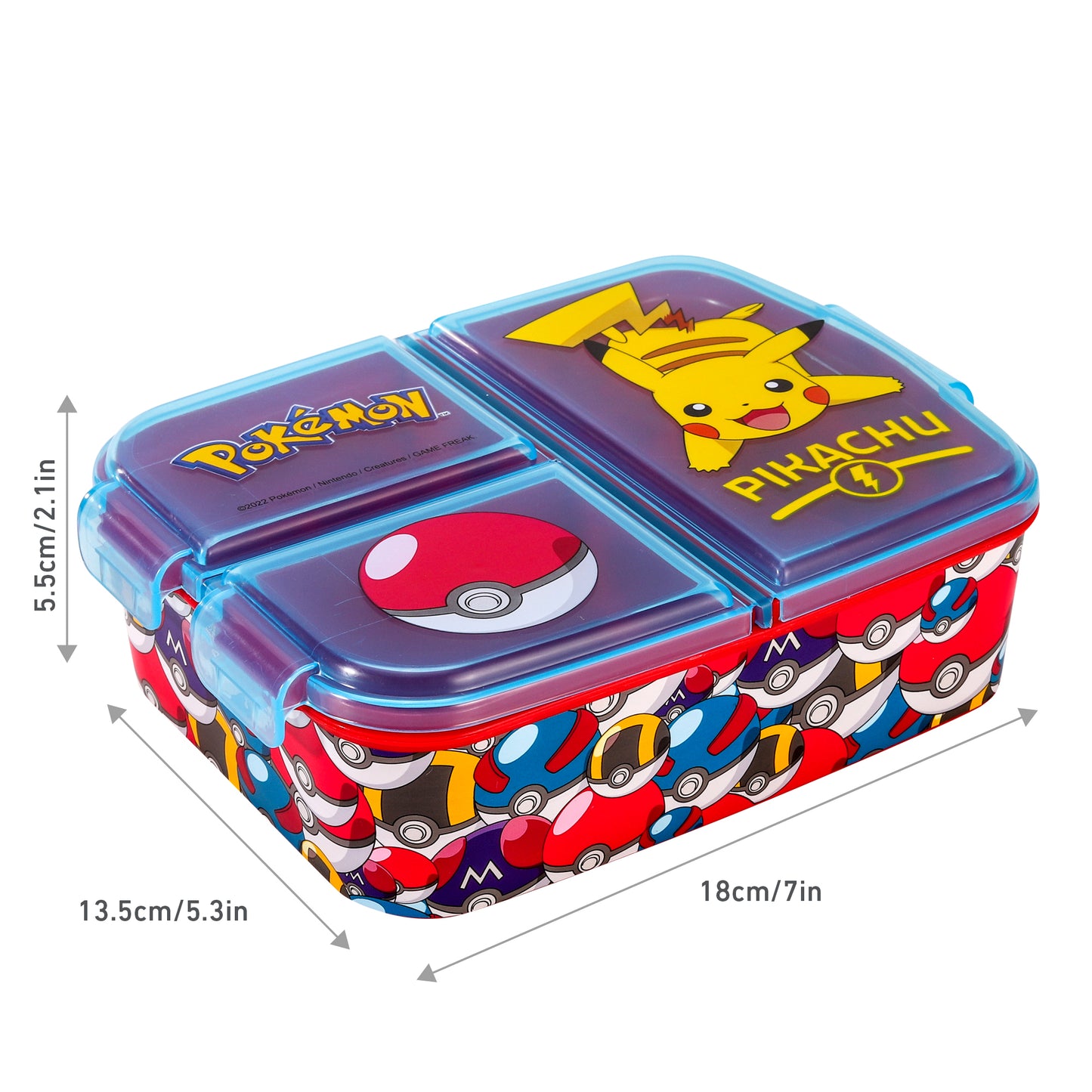 PoKéMoN Kids Childrens Multi Compartment Rectangular School Travel Lunch Food Box Sandwich Bento Container, BPA Free