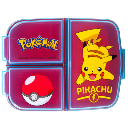 PoKéMoN Kids Childrens Multi Compartment Rectangular School Travel Lunch Food Box Sandwich Bento Container, BPA Free