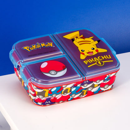 PoKéMoN Kids Childrens Multi Compartment Rectangular School Travel Lunch Food Box Sandwich Bento Container, BPA Free