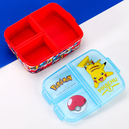 PoKéMoN Kids Childrens Multi Compartment Rectangular School Travel Lunch Food Box Sandwich Bento Container, BPA Free