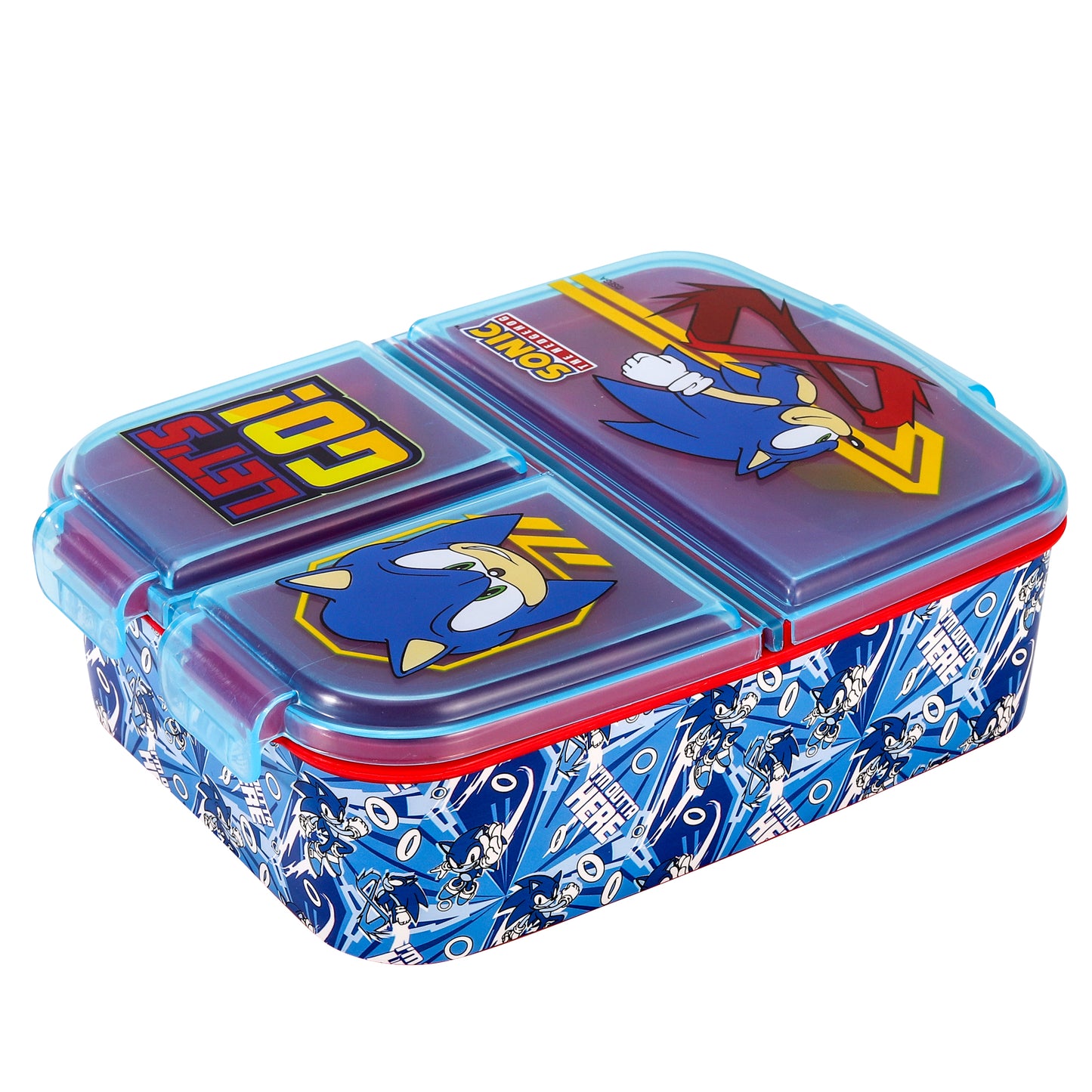 Sonic the Hedgehog Kids Childrens Multi Compartment Rectangular School Travel Lunch Food Box Sandwich Bento Container, BPA Free