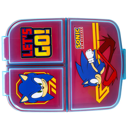 Sonic the Hedgehog Kids Childrens Multi Compartment Rectangular School Travel Lunch Food Box Sandwich Bento Container, BPA Free