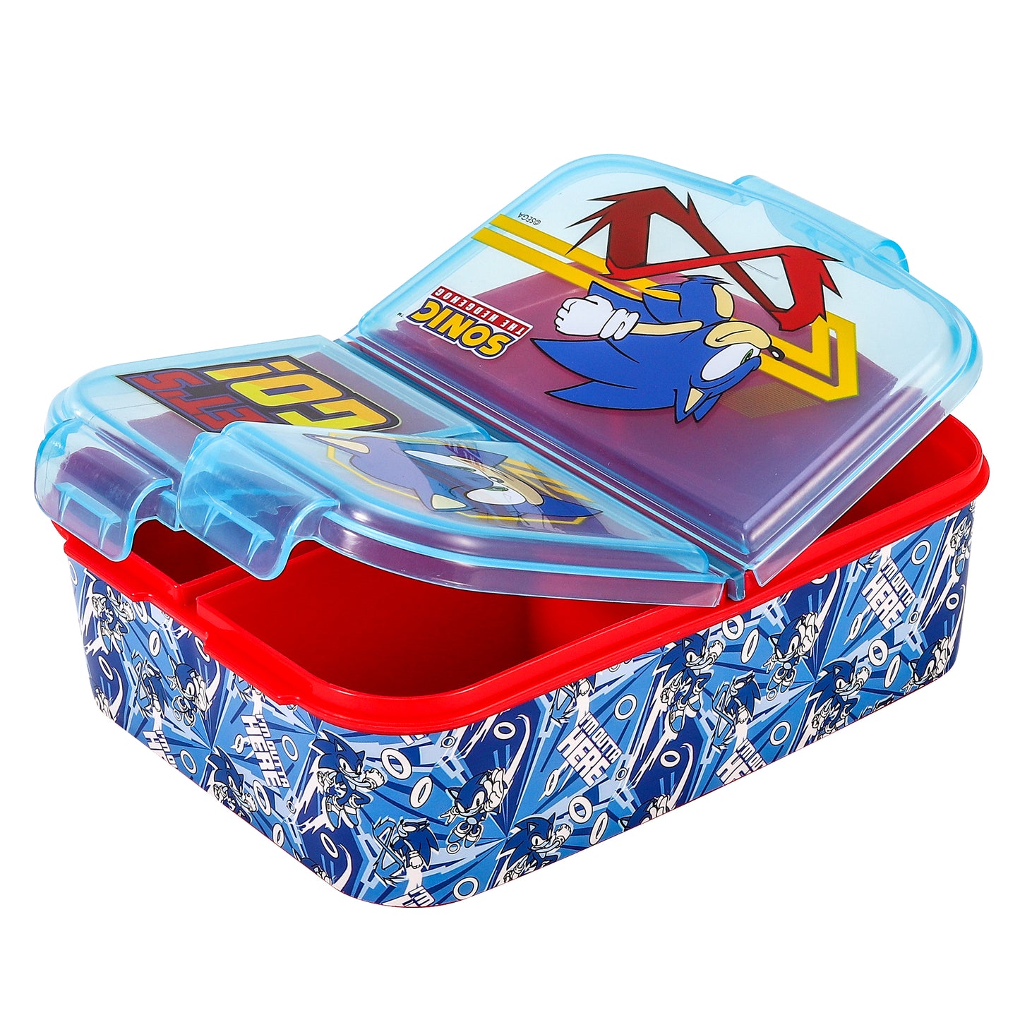 Sonic the Hedgehog Kids Childrens Multi Compartment Rectangular School Travel Lunch Food Box Sandwich Bento Container, BPA Free