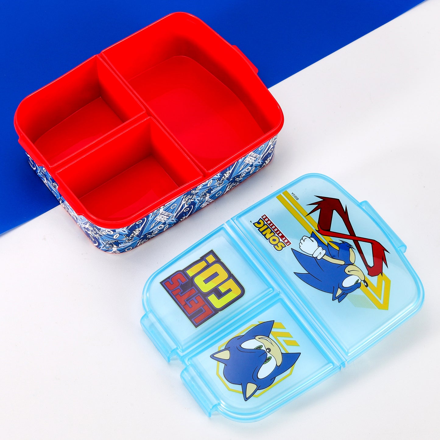 Sonic the Hedgehog Kids Childrens Multi Compartment Rectangular School Travel Lunch Food Box Sandwich Bento Container, BPA Free