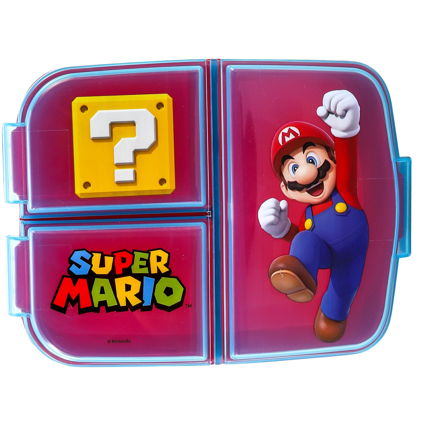 Super Mario Kids Childrens Multi Compartment Rectangular School Travel Lunch Food Box Sandwich Bento Container, BPA Free