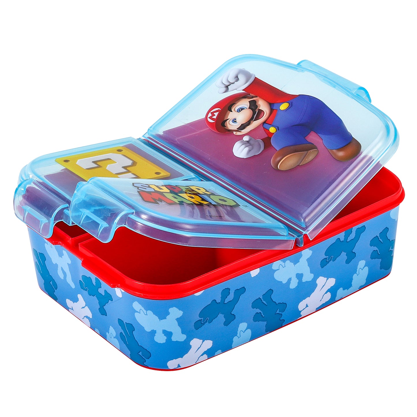 Super Mario Kids Childrens Multi Compartment Rectangular School Travel Lunch Food Box Sandwich Bento Container, BPA Free