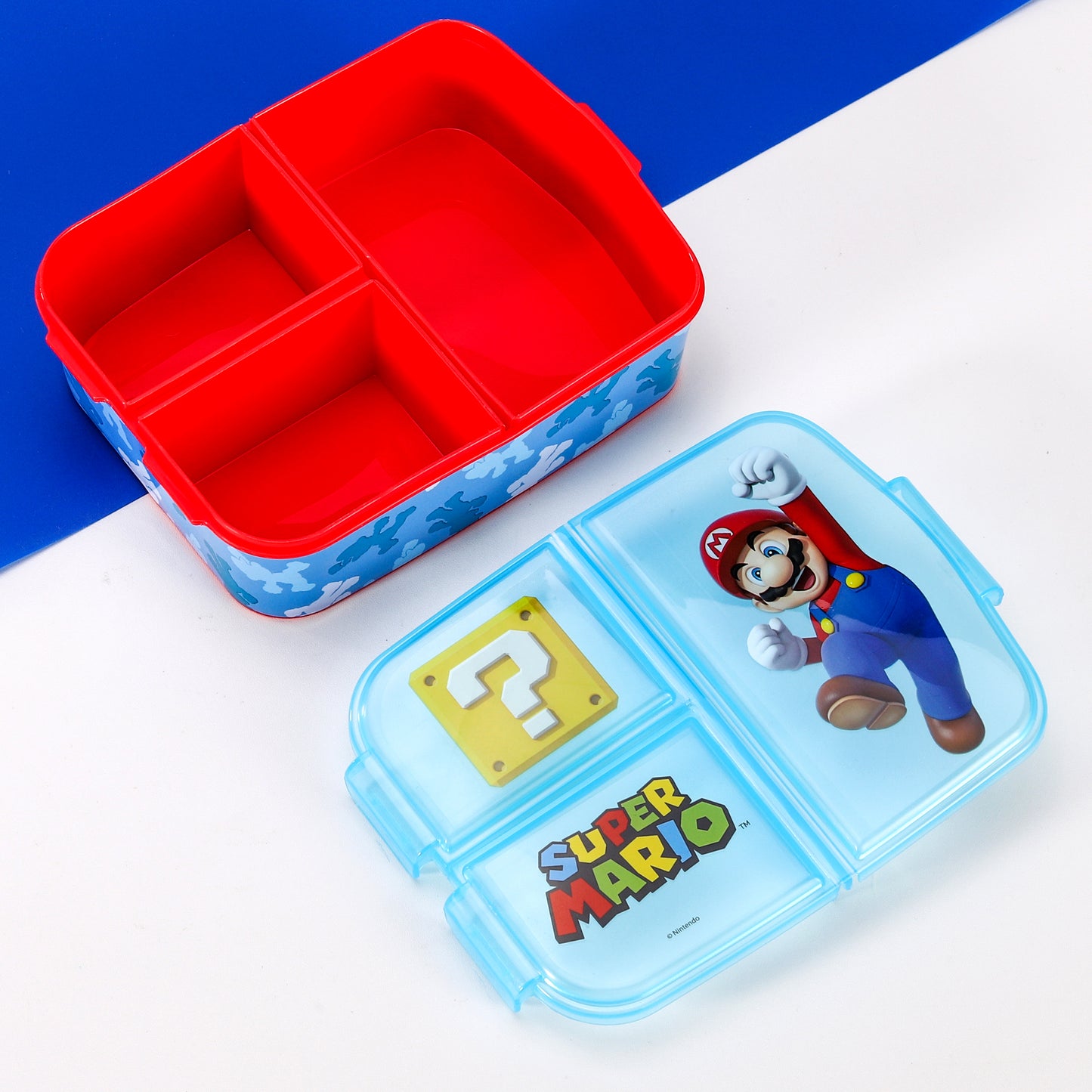 Super Mario Kids Childrens Multi Compartment Rectangular School Travel Lunch Food Box Sandwich Bento Container, BPA Free