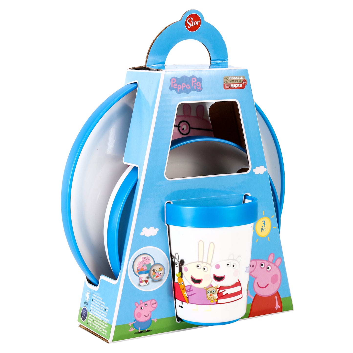 Peppa Pig 3pcs Bicolor Premium Kids Dinner Tableware Set Plate, Bowl & Tumbler, BPA Free