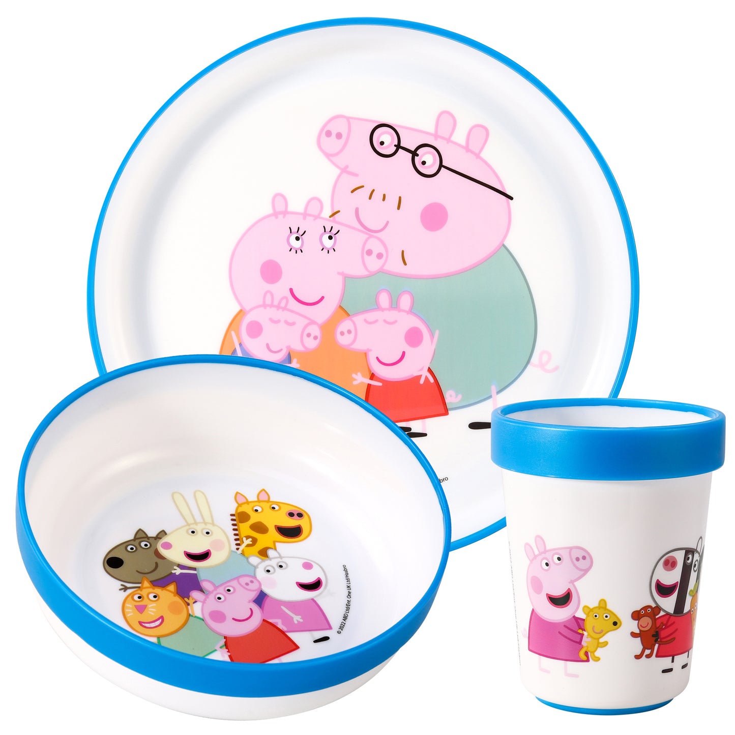 Peppa Pig 3pcs Bicolor Premium Kids Dinner Tableware Set Plate, Bowl & Tumbler, BPA Free
