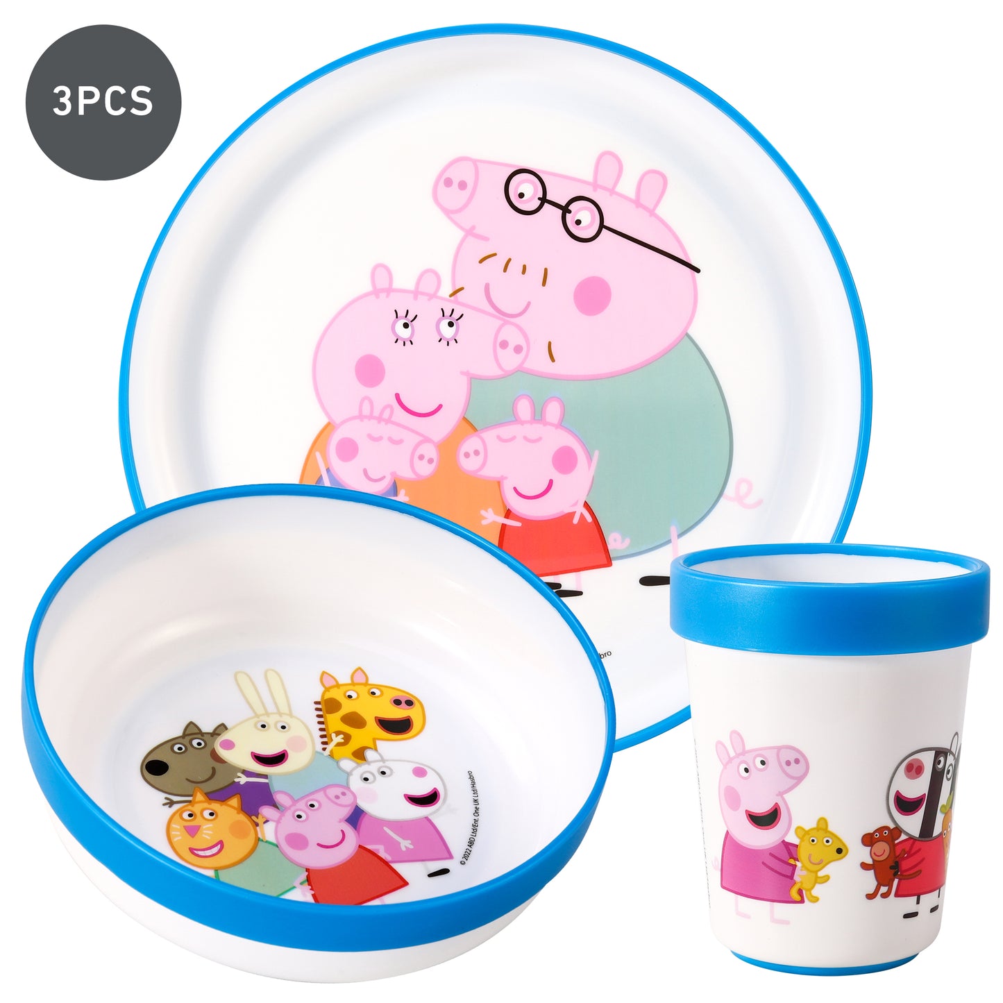 Peppa Pig 3pcs Bicolor Premium Kids Dinner Tableware Set Plate, Bowl & Tumbler, BPA Free