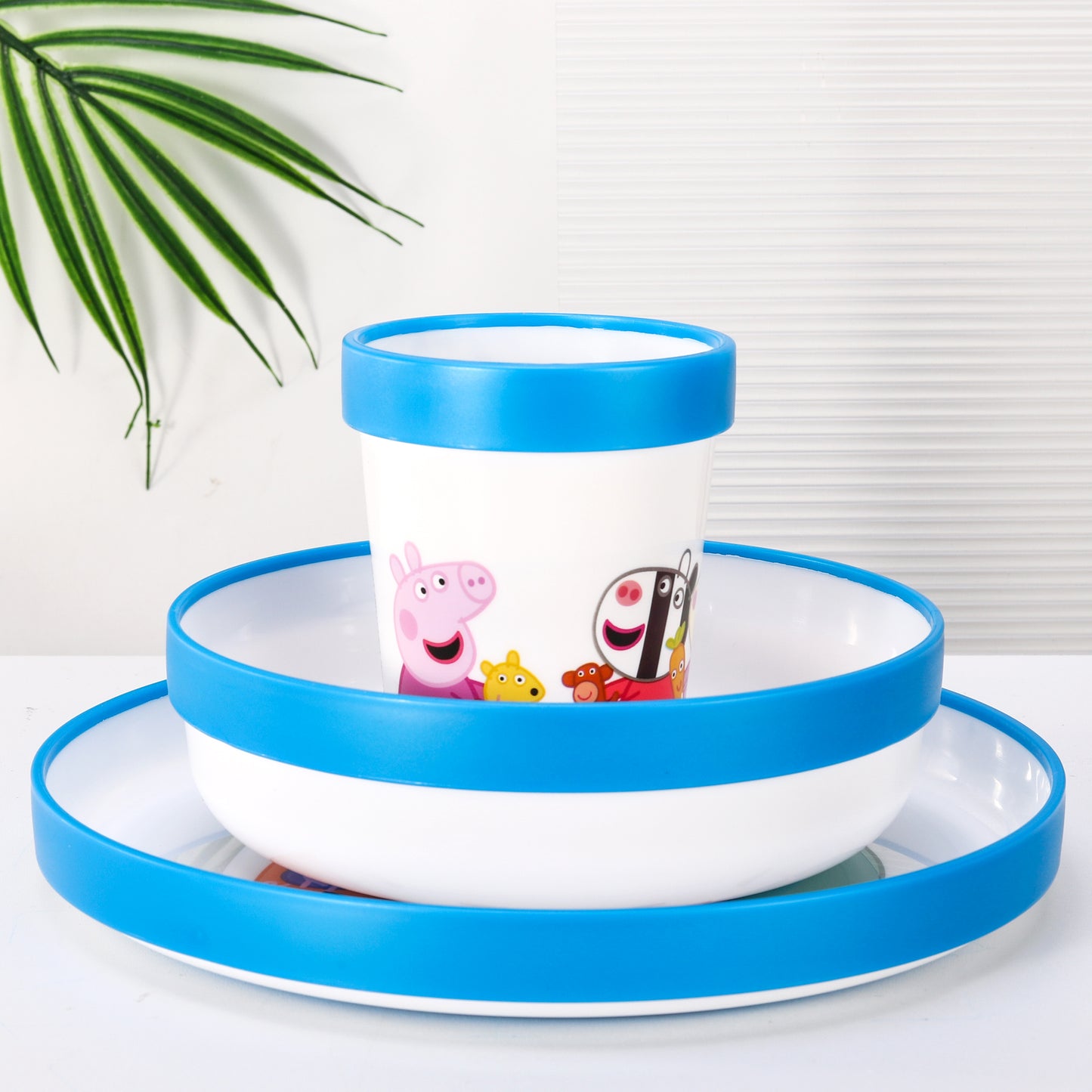 Peppa Pig 3pcs Bicolor Premium Kids Dinner Tableware Set Plate, Bowl & Tumbler, BPA Free