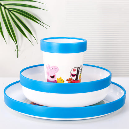 Peppa Pig 3pcs Bicolor Premium Kids Dinner Tableware Set Plate, Bowl & Tumbler, BPA Free