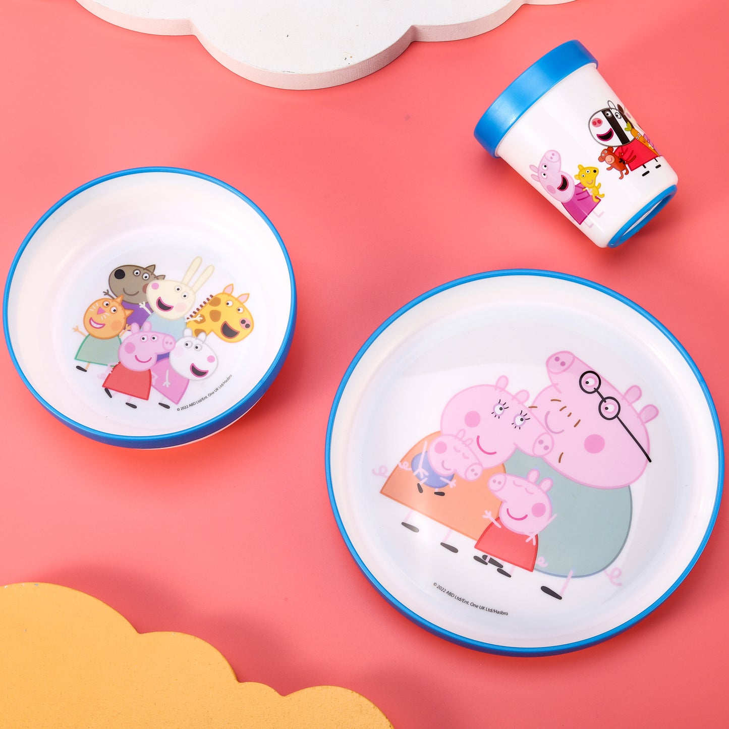 Peppa Pig 3pcs Bicolor Premium Kids Dinner Tableware Set Plate, Bowl & Tumbler, BPA Free