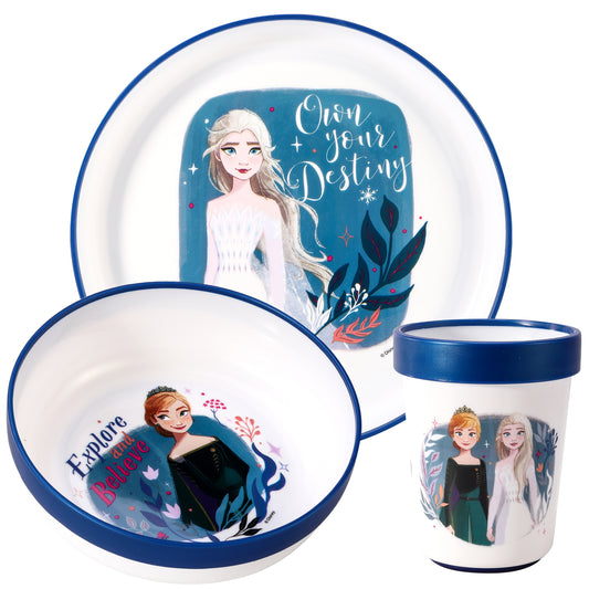 Frozen 3pcs Bicolor Premium Kids Dinner Tableware Set Plate, Bowl & Tumbler, BPA Free