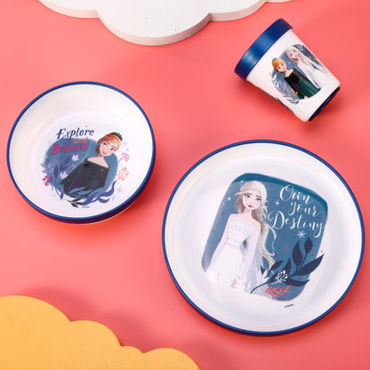 Frozen 3pcs Bicolor Premium Kids Dinner Tableware Set Plate, Bowl & Tumbler, BPA Free