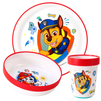 Paw Patrol 3pcs Bicolor Premium Kids Dinner Tableware Set Plate, Bowl & Tumbler, BPA Free