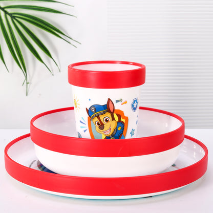Paw Patrol 3pcs Bicolor Premium Kids Dinner Tableware Set Plate, Bowl & Tumbler, BPA Free