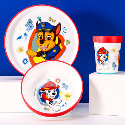 Paw Patrol 3pcs Bicolor Premium Kids Dinner Tableware Set Plate, Bowl & Tumbler, BPA Free