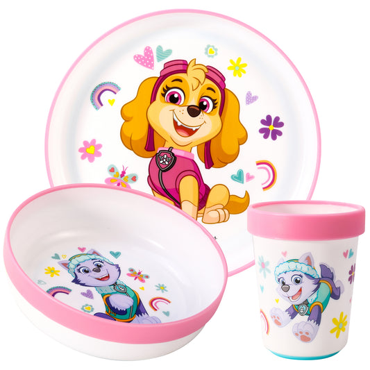 Paw Patrol 3pcs Bicolor Premium Kids Dinner Tableware Set Plate, Bowl & Tumbler, BPA Free