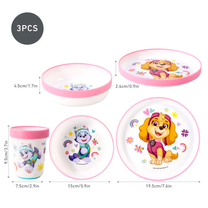 Paw Patrol 3pcs Bicolor Premium Kids Dinner Tableware Set Plate, Bowl & Tumbler, BPA Free