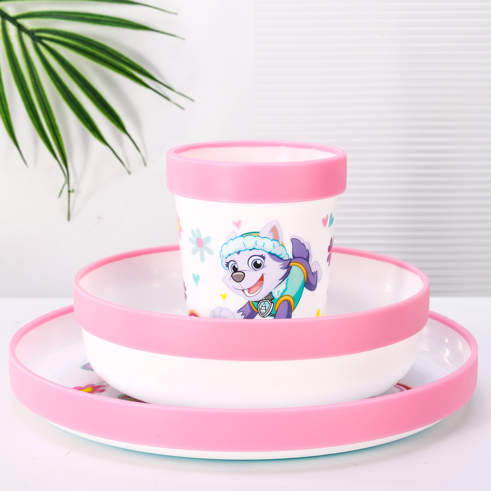 Paw Patrol 3pcs Bicolor Premium Kids Dinner Tableware Set Plate, Bowl Tumbler, BPA Free