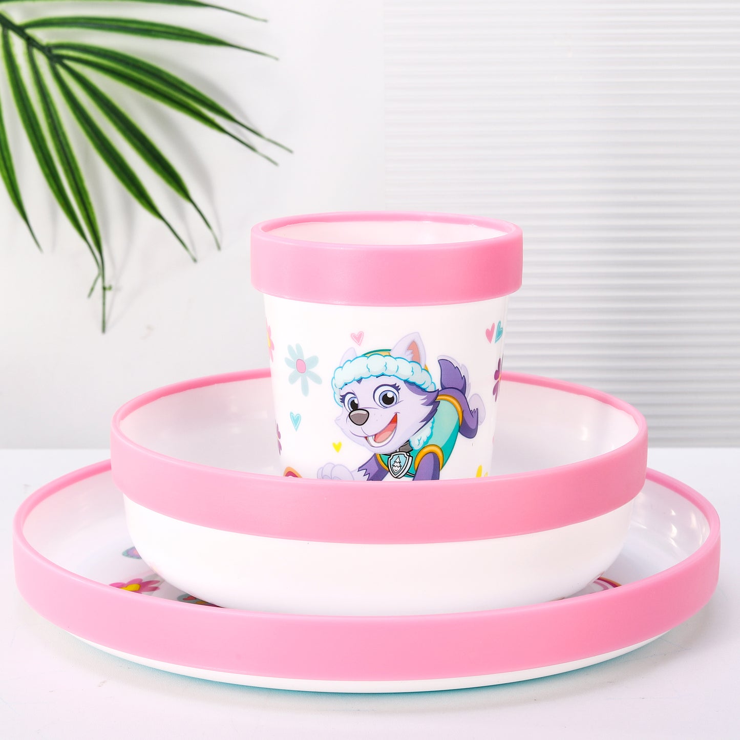 Paw Patrol 3pcs Bicolor Premium Kids Dinner Tableware Set Plate, Bowl & Tumbler, BPA Free