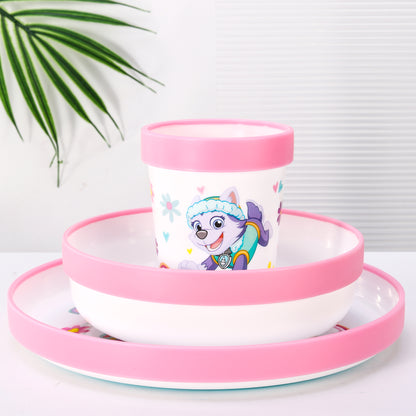 Paw Patrol 3pcs Bicolor Premium Kids Dinner Tableware Set Plate, Bowl & Tumbler, BPA Free