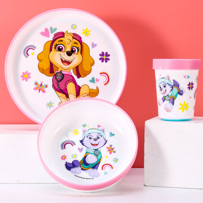 Paw Patrol 3pcs Bicolor Premium Kids Dinner Tableware Set Plate, Bowl & Tumbler, BPA Free